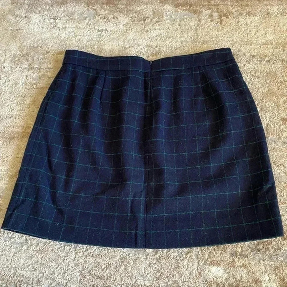 J. Crew Plaid Wool Mini Skirt A-Line Lined Blue Green: 8 - Picture 5 of 6
